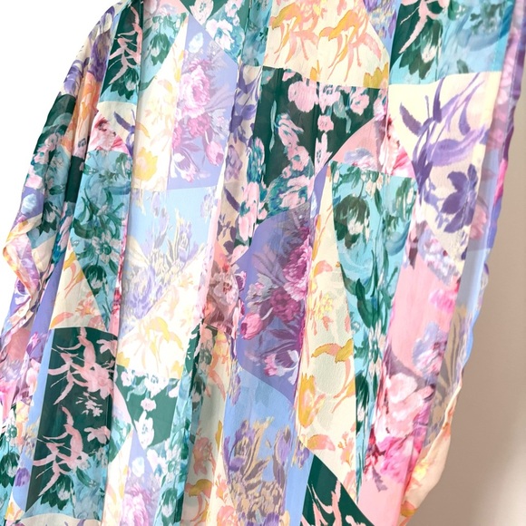 Lane Bryant boho open front green pink sheer patchwork floral maxi kimono duster - Picture 10 of 16